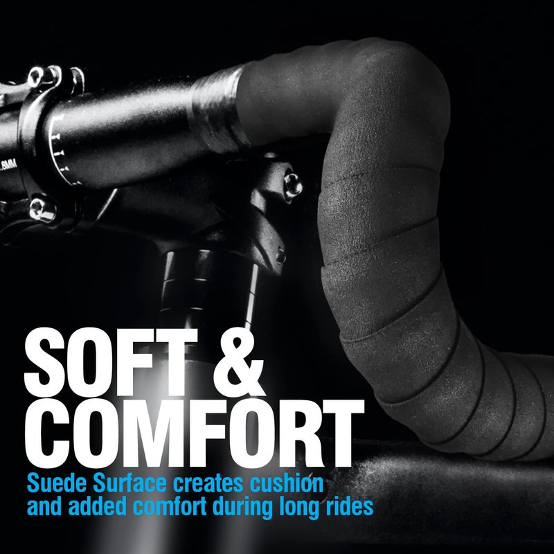 MARQUE Suede Bike Handlebar Tape â€“ Road Cycling Bicycle Handle Bar Wrap 2PCS per Set (Black) - Image 3